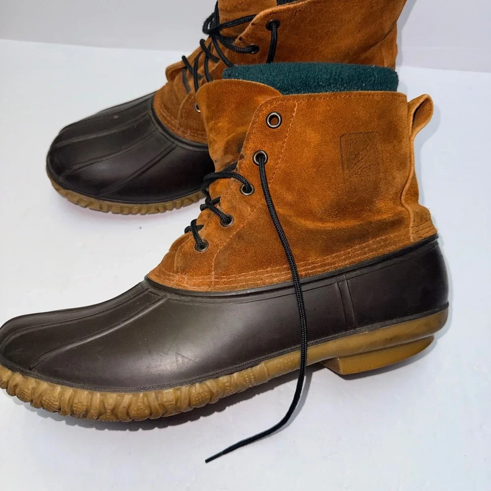 LaCrosse Duck Boots Men 11 Brown‎ Suede Rubber Polartec Lined Made in USA